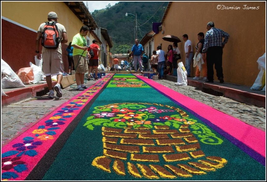 سجاد ملون من الزهور والخشب في الشوارع! أنت في جواتيمالا