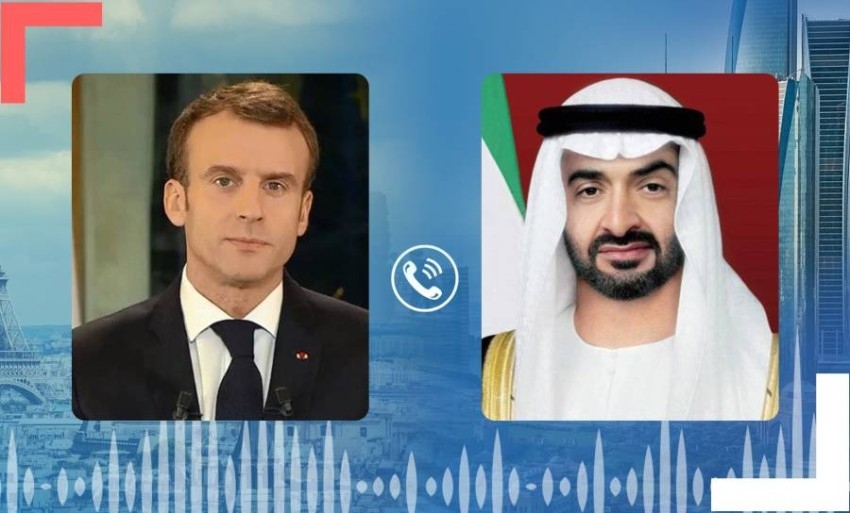 محمد بن زايد يهنئ هاتفياً الرئيس الفرنسي بفوزه بولاية رئاسية ثانية