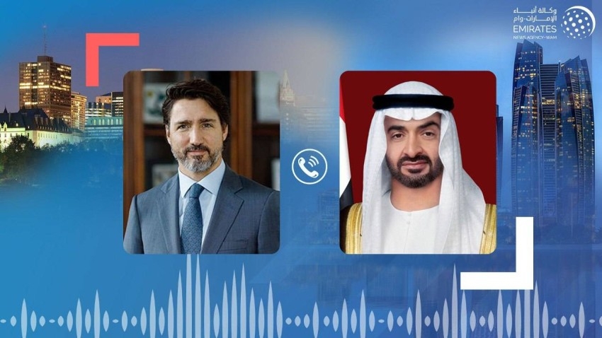 محمد بن زايد يتلقى اتصالاً من رئيس وزراء كندا للتهنئة بانتخابه رئيساً للإمارات