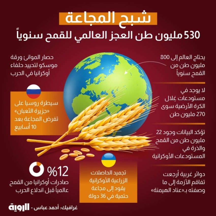 شبح المجاعة ... 530 مليون طن العجز العالمي للقمح سنوياً