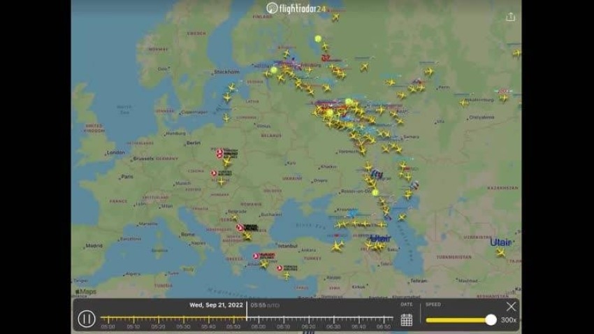 فيديو لحركة الطائرات الكثيفة التي غادرت روسيا يوم أمس