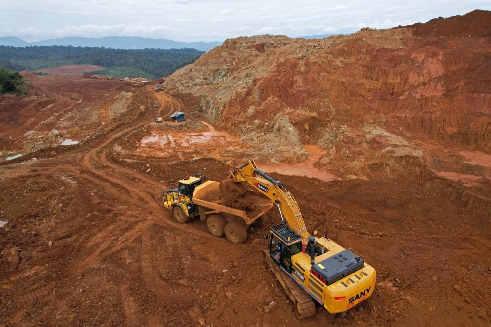 Excavators in a pit at a nickel mine in Morowali Regency, Central Sulawesi, Indonesia, on July 10
