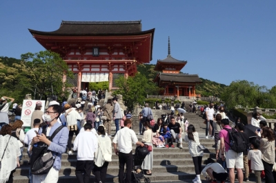 The Kiyomizu temple in Kyoto. Tourists are flocking to Kyoto and other popular spots in Japan, highlighting the country's severe shortage of hotel staff.
