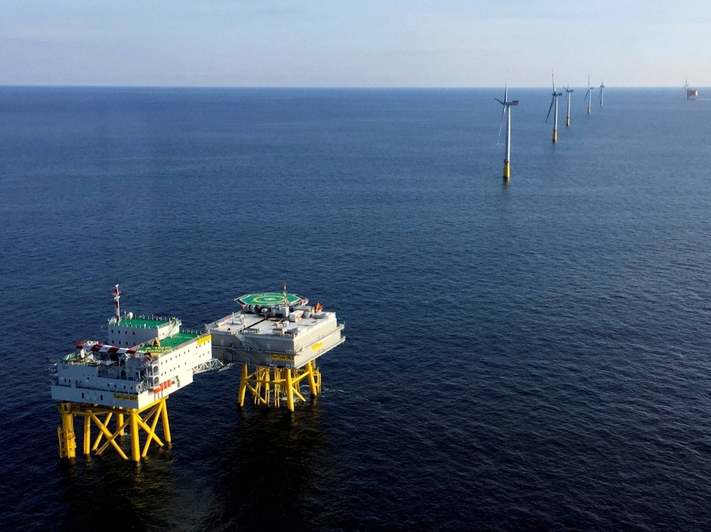 A wind farm 90 kilometers west of Esbjerg, Denmark, in September 2016.