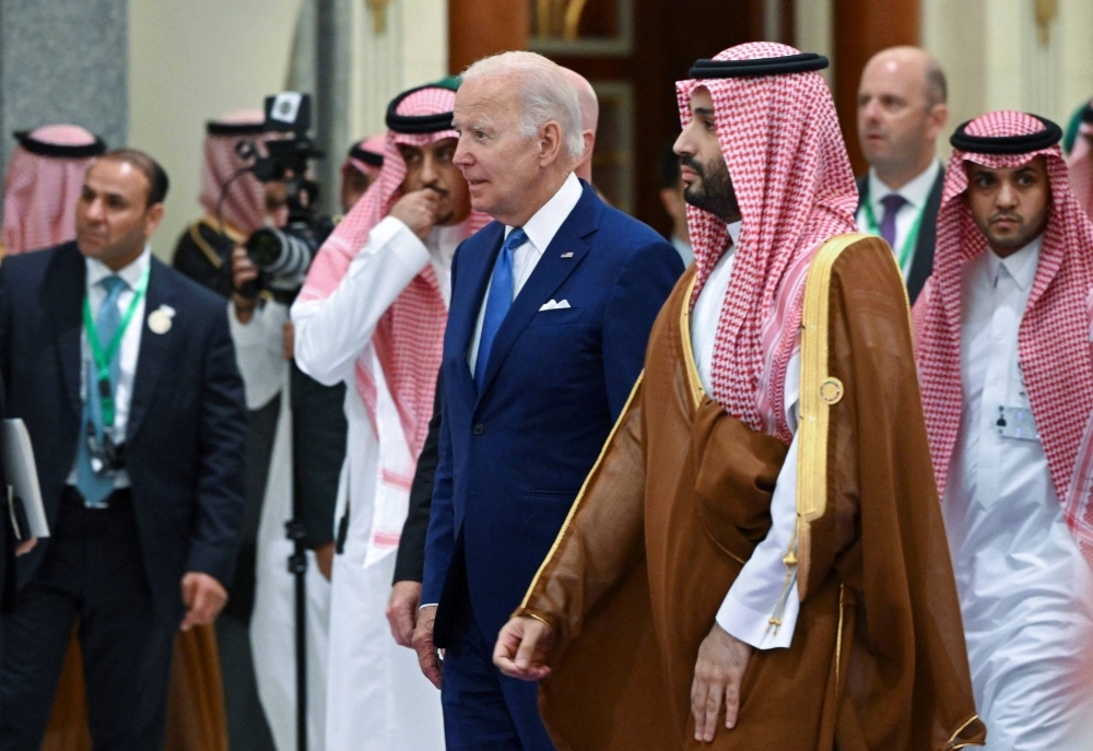U.S. President Joe Biden and Saudi Crown Prince Mohammed bin Salman in Jeddah, Saudi Arabia, in July 2022