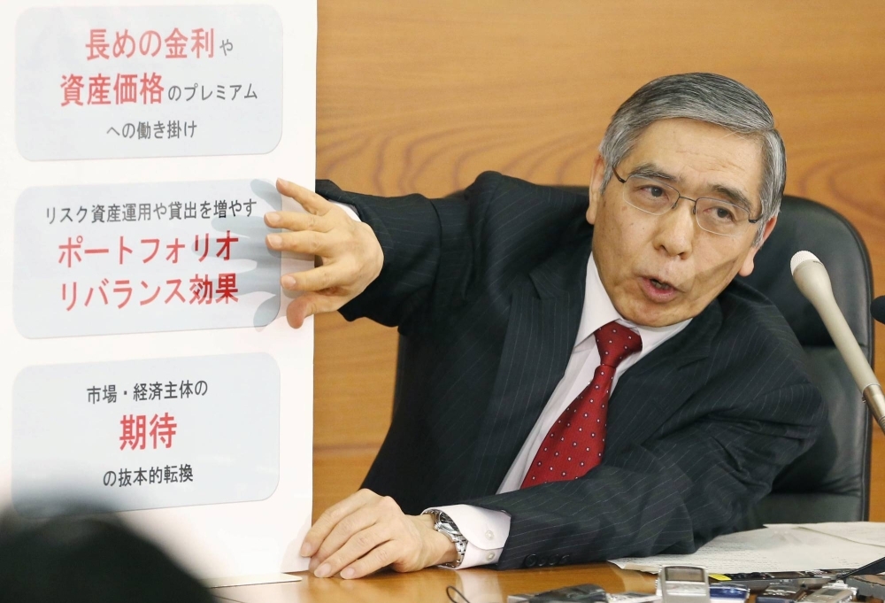 Bank of Japan Gov. Haruhiko Kuroda speaks during a news conference at the central bank's head office in Tokyo in April 2013.