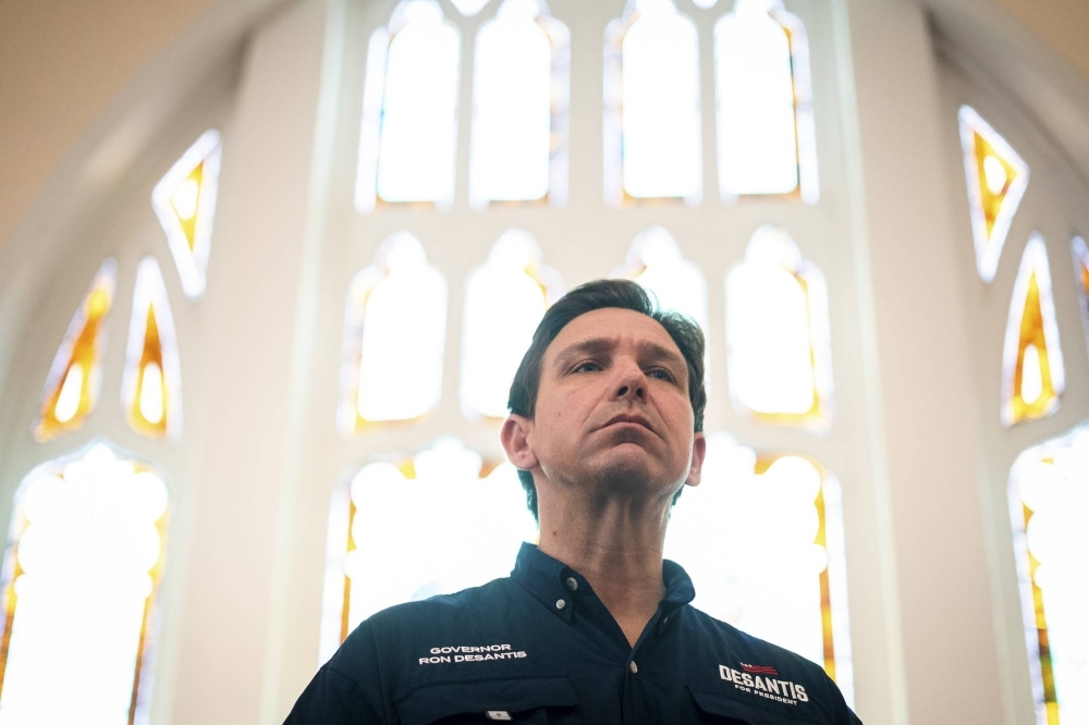 Republican presidential candidate and Florida Gov. Ron DeSantis in Albia, Iowa, on July 27.