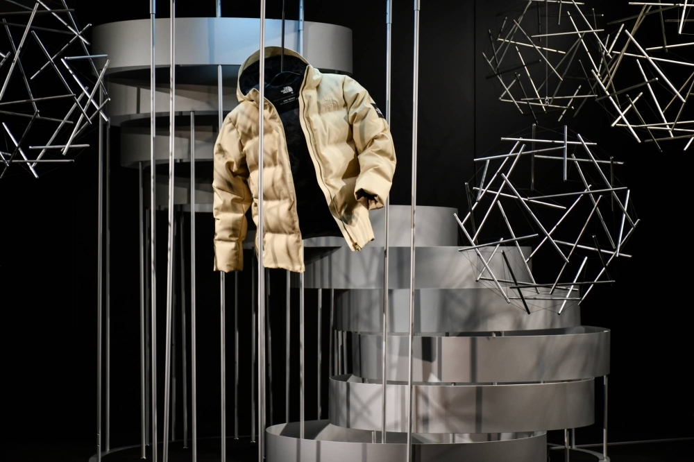 An installation for The North Face Moon Parka, which uses a Spiber-produced protein material