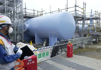 The Advanced Liquid Processing System, used for treating accumulated contaminated water, is seen during a media tour of the wrecked Fukushima No. 1 nuclear power plant in Futaba, Fukushima Prefecture, on July 21.