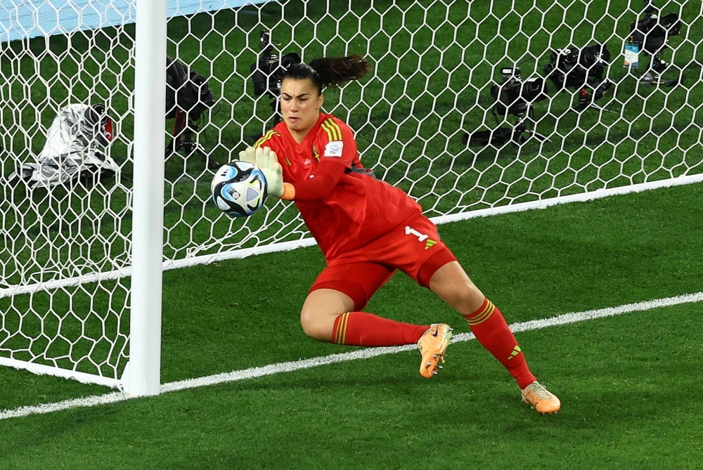 Sweden goalkeeper Zecira Musovic makes a save against the United States during their match at the Women's World Cup in Melbourne on Sunday.