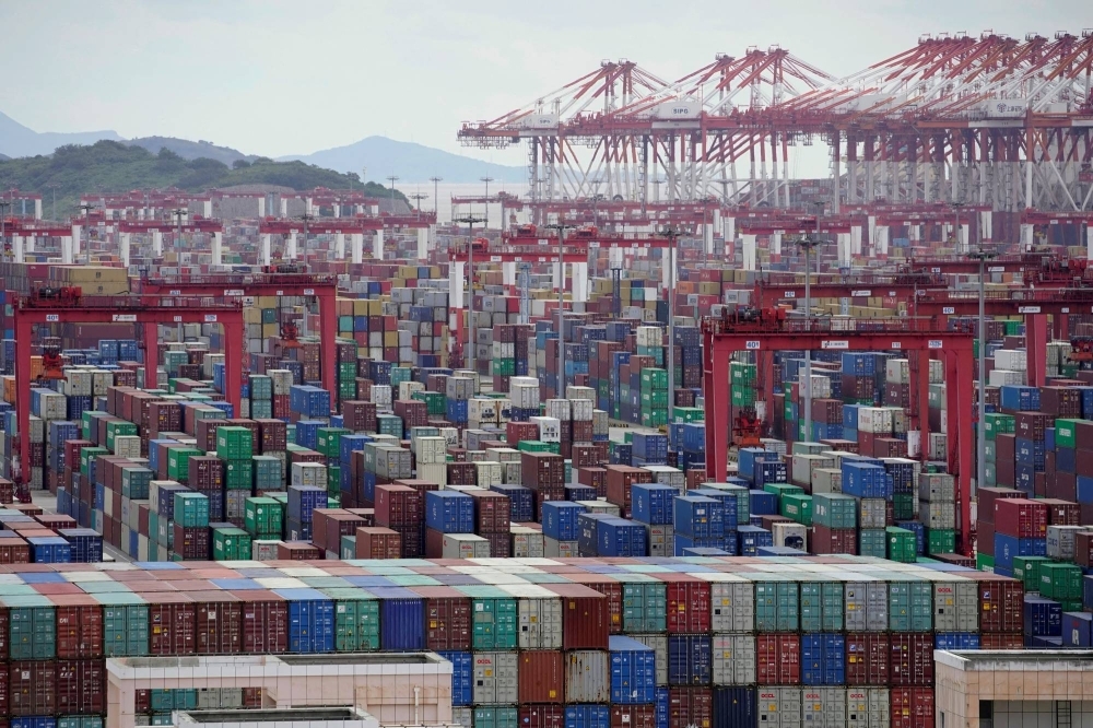 Containers stored at the Yangshan Deep-Water Port in Shanghai in 2020