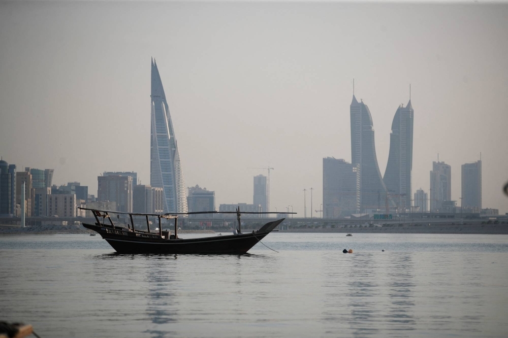Heat haze permeates the skyline of Manama, Bahrain.