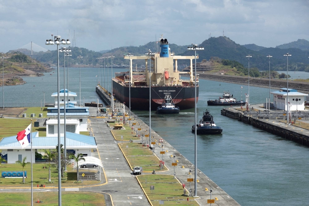 A bulk carrier transits through Cocoli Locks at the Panama Canal, on the outskirts of Panama City, Panama, on April 19.