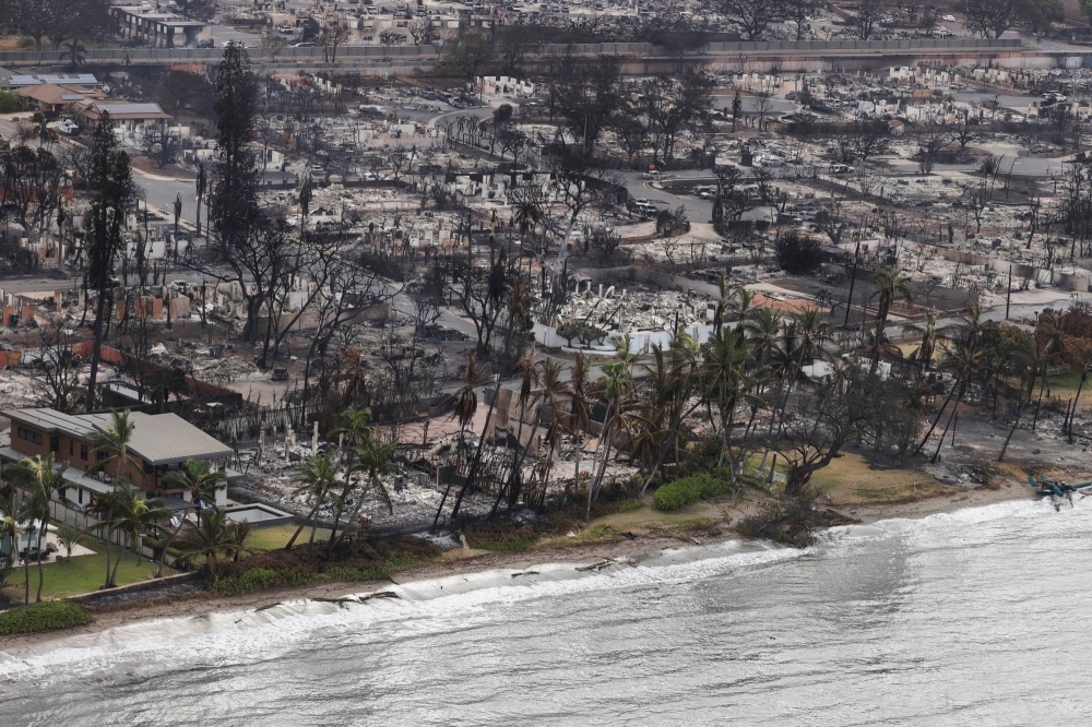 A view of Lahaina after wildfires driven by high winds burned across most of the town several days ago, in Lahaina, Maui, Hawaii, on Thursday