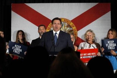 Florida's Gov. Ron DeSantis and Sen. Marco Rubio launch the 'Keep Florida Free' tour on primary night. In May, DeSantis signed a sweeping anti-ESG bill he says targets the "woke” bias of the finance industry.