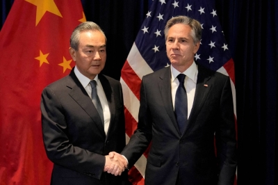 U.S. Secretary of State Antony Blinken meets with the Chinese Communist Party's foreign policy chief, Wang Yi, on the sidelines of the Association of Southeast Asian Nations Foreign Ministers' Meeting in Jakarta on July 13.      