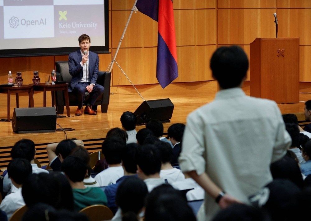 Sam Altman, the CEO of ChatGPT maker OpenAI, attends an open dialogue with students at Keio University in June.