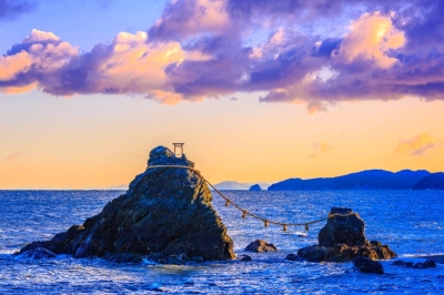 The wedded rocks of Meoto Iwa in Mie Prefecture. 