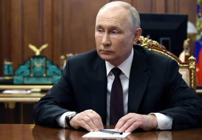 Russian President Vladimir Putin at the Kremlin on Aug. 18. Putin’s authority as a guarantor of stability has taken a big hit in the wake of the mutiny by Yevgeny Prigozhin.