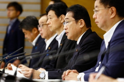 Prime Minister Fumio Kishida speaks during a ministerial meeting in Tokyo on Tuesday.