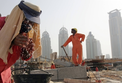A construction site in Dubai, where workers often face temperatures up to 45 degrees Celsius