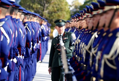 Members of the Self-Defence Forces during a ceremony in Tokyo in 2017