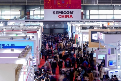 People visit Semicon China, a trade fair for semiconductor technology, in Shanghai in 2021