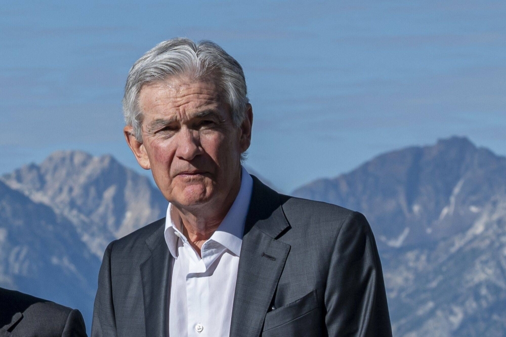 U.S. Federal Reserve Chairman Jerome Powell attends the Jackson Hole economic symposium in Moran, Wyoming, on Friday.