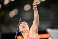 Kitaguchi competes in the women's javelin throw final on Friday.  | AFP-JIJI