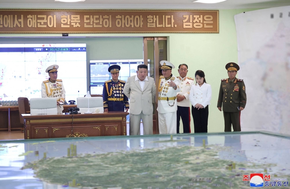 North Korean leader Kim Jong Un visits the Naval Command of the Korean People's Army on the occasion of Navy Day in this picture released Tuesday. 