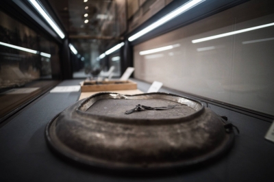 Items from the 1923 Great Kanto Earthquake are on display at the memorial museum in Yokoamicho Park in Tokyo. Here, a warped clock is frozen minutes after the quake struck at 11:58 a.m. on Sept. 1, 1923.