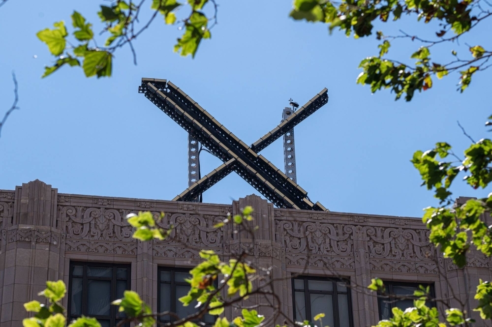 Twitter's new X logo at the company's headquarters in San Francisco, California, on July 29