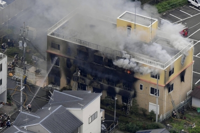 A Kyoto Animation studio in Kyoto on July 18, 2019, following an arson attack