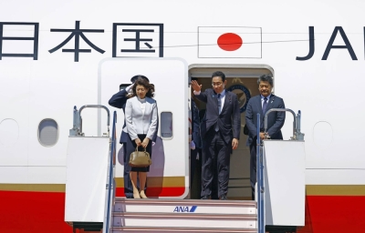 Prime Minister Fumio Kishida and his wife, Yuko, leave Tokyo's Haneda Airport for Indonesia on Tuesday for a series of regional meetings.