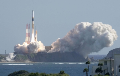 An H-IIA rocket, carrying the Smart Lander for Investigating Moon (SLIM) and X-Ray Imaging and Spectroscopy Mission (XRISM), lifts off on Thursday morning from Tanegashima Space Center in Kagoshima Prefecture.