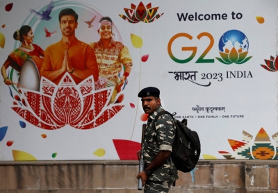An Indian security officer on patrol in New Delhi ahead of the Group of 20 Summit
