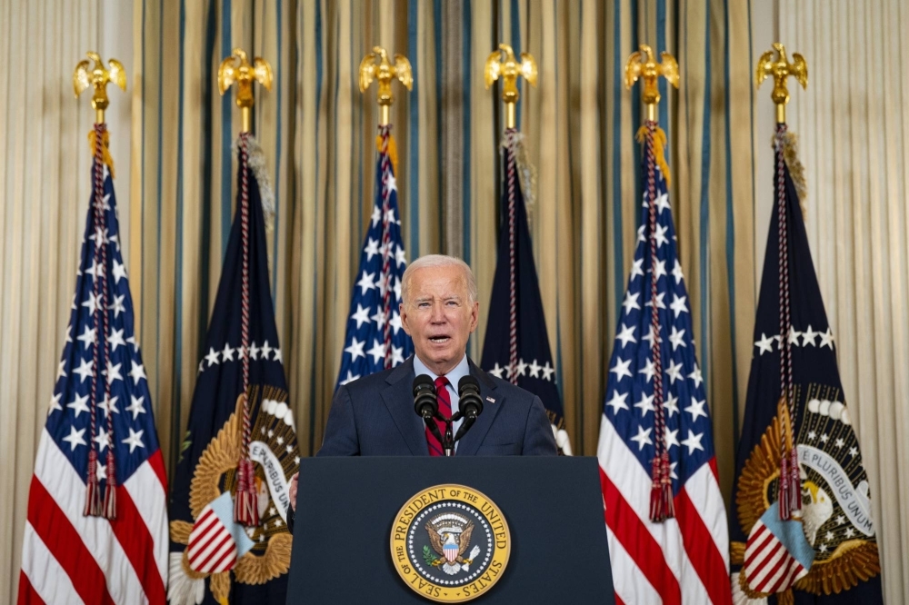 U.S. President Joe Biden delivers remarks during an event at the White House in Washington on Wednesday.