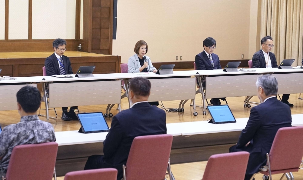 Education minister Keiko Nagaoka (second from left in the background) attends the Religious Juridical Persons Council held in Tokyo on Wednesday.