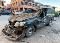 A damaged vehicle is seen in the historic city of Marrakech, Morocco, following a powerful earthquake Saturday. | REUTERS