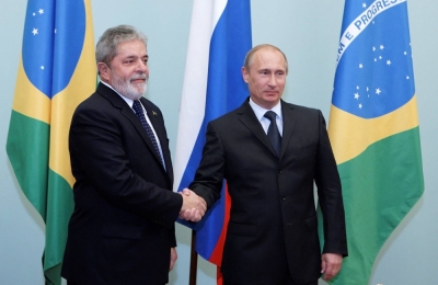 Brazil's President Luiz Ignacio Lula da Silva meets with then-Russian Prime Minister Vladimir Putin in Moscow in May 2010.