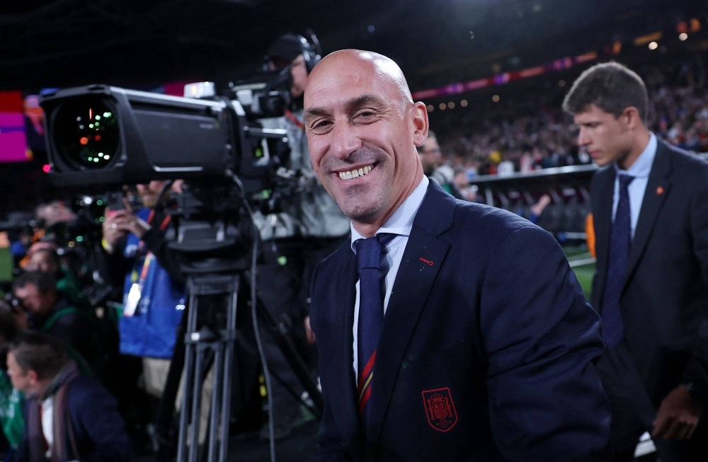 Luis Rubiales, seen after the Women's World Cup final, stepped down as head of the Spanish soccer federation on Sunday.