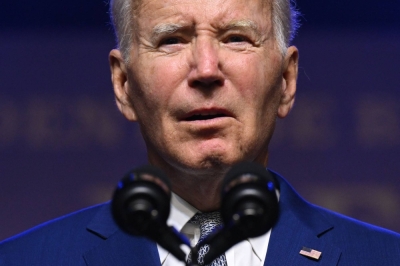 U.S. President Joe Biden holds a news conference in Hanoi on Sunday.