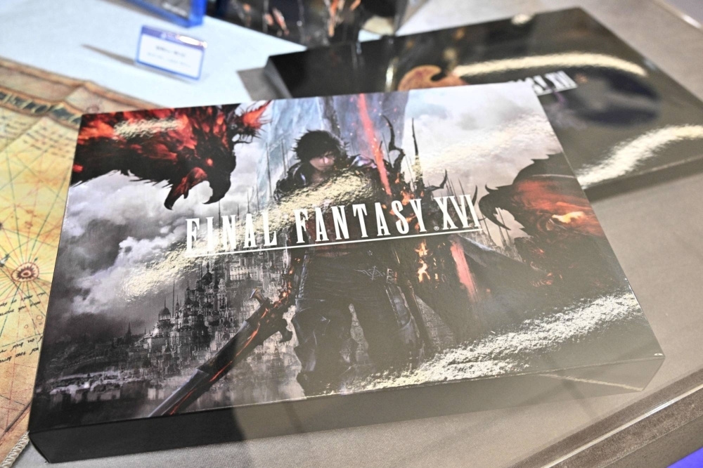 A Final Fantasy XVI video game displayed at a PlayStation pop-up shop in Seoul. The game's maker Square Enix is on a streak of misfires in attempts to build another hit series to buttress sales.