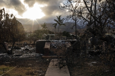 The rubble of a home in Lahaina, on the Hawaiian island of Maui, on Aug. 16