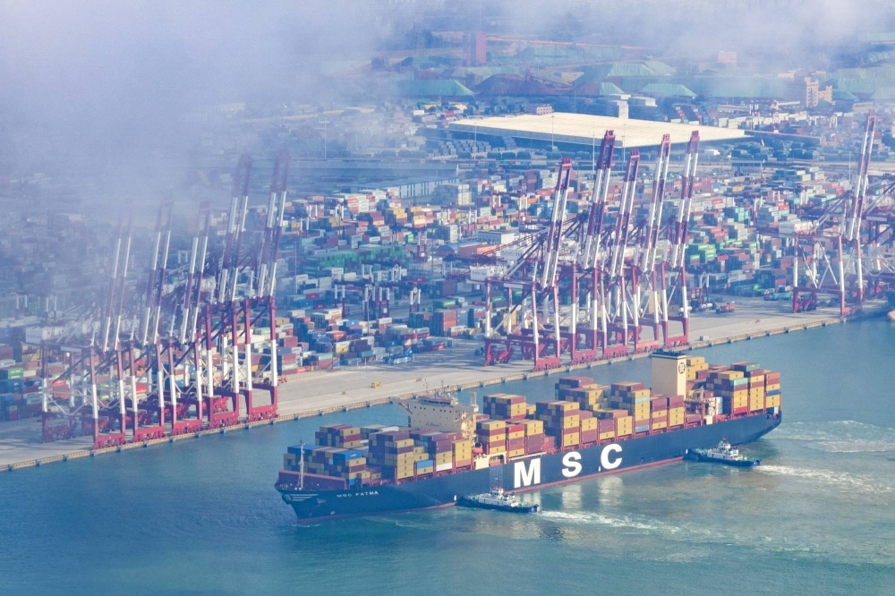 Qingdao Port in China's Shandong province in August