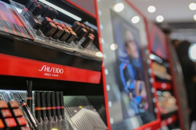 Shiseido products on display at a Nykaa Luxe store in Mumbai, India, in November
