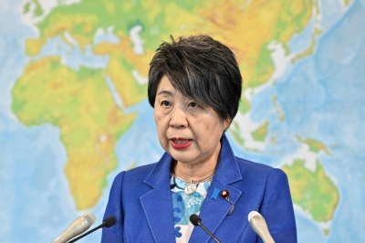 Foreign Minister Yoko Kamikawa during a news conference at the Foreign Ministry in Tokyo on Friday