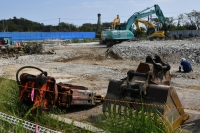 A site in a specified reconstruction area in Okuma, Fukushima Prefecture, where demolition and decontamination work is conducted | Kyodo