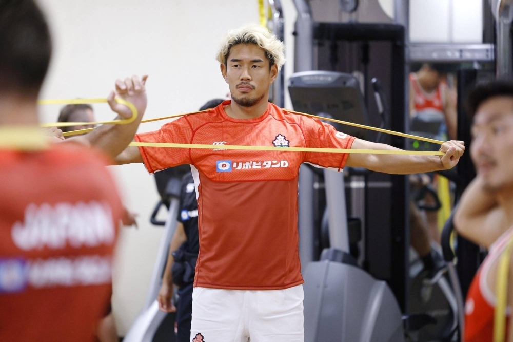 Ryohei Yamanaka trains in Monaco ahead of playing with the Japanese squad in the 2023 Rugby World Cup.