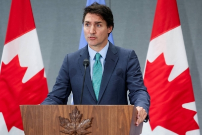 Canadian Prime Minister Justin Trudeau answers questions during a news conference in New York on Thursday as relations between Ottawa and New Delhi deteriorate.